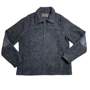 Comstock & Co Women's Washable Wool Blend Zip Up Jacket Coat Elbow Patch Size L